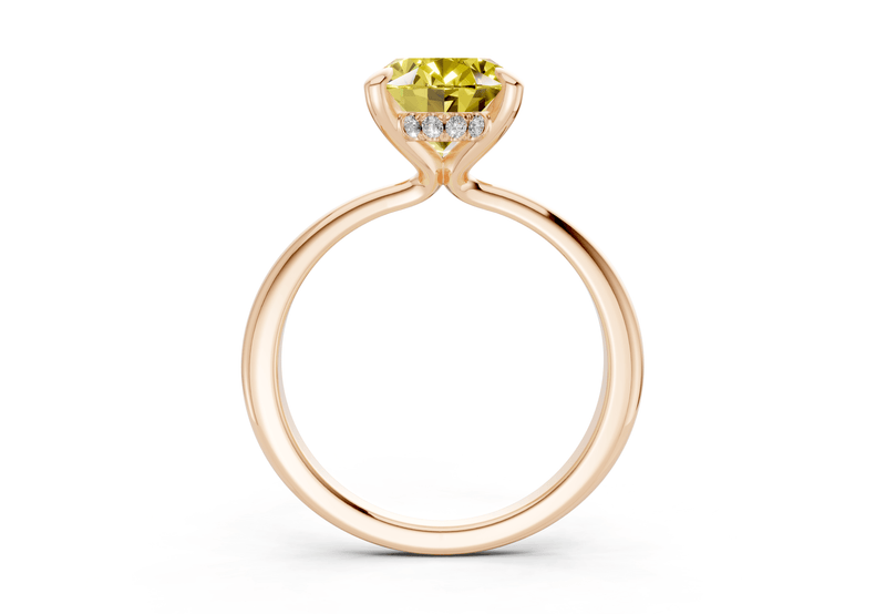 Marlowe Yellow Diamond Solitaire Oval Cut 1.6mm Engagement Ring - Ring Premier