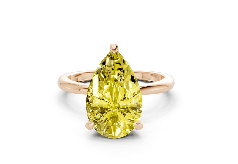 Marlowe Yellow Diamond Solitaire Pear Cut 1.6mm Engagement Ring - Ring Premier