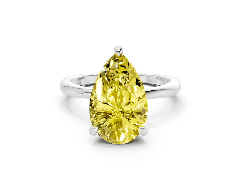 Marlowe Yellow Diamond Solitaire Pear Cut 1.6mm Engagement Ring - Ring Premier
