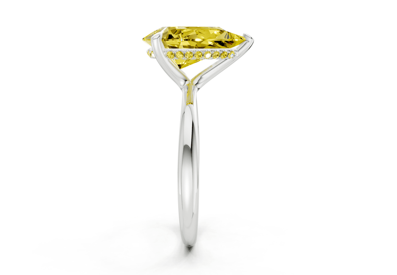 Marlowe Yellow Diamond Solitaire Pear Cut 1.6mm Engagement Ring - Ring Premier
