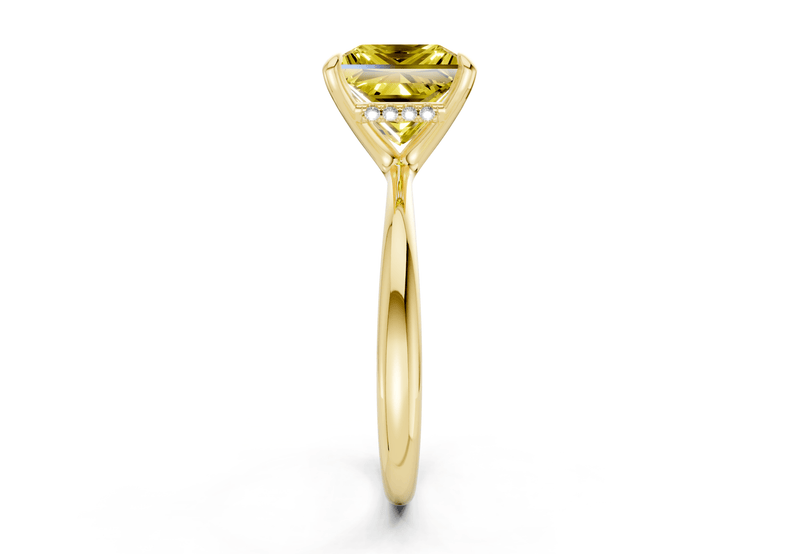 Marlowe Yellow Diamond Solitaire Princess Cut 1.6mm Engagement Ring - Ring Premier