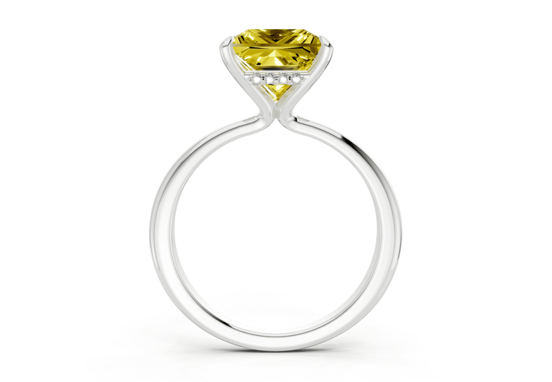 Marlowe Yellow Diamond Solitaire Princess Cut 1.6mm Engagement Ring - Ring Premier