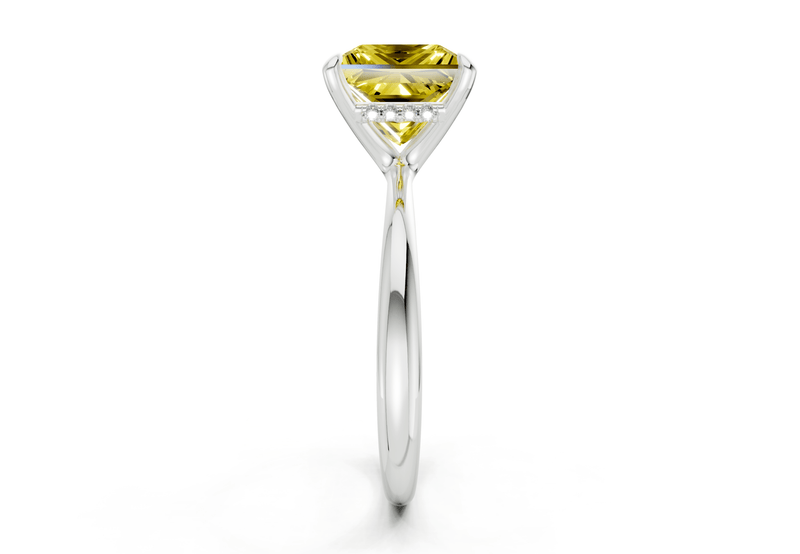 Marlowe Yellow Diamond Solitaire Princess Cut 1.6mm Engagement Ring - Ring Premier