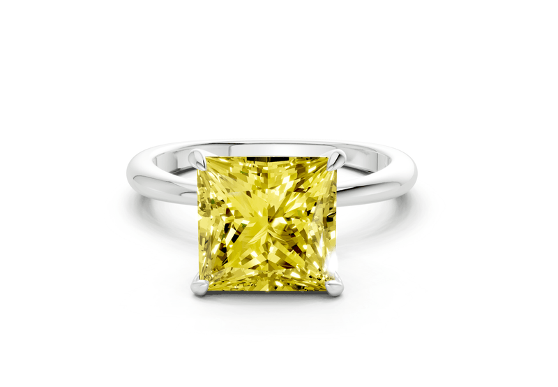 Marlowe Yellow Diamond Solitaire Princess Cut 1.6mm Engagement Ring - Ring Premier