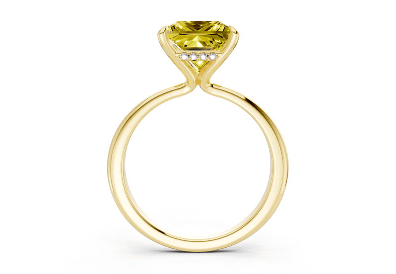 Marlowe Yellow Diamond Solitaire Princess Cut 1.6mm Engagement Ring