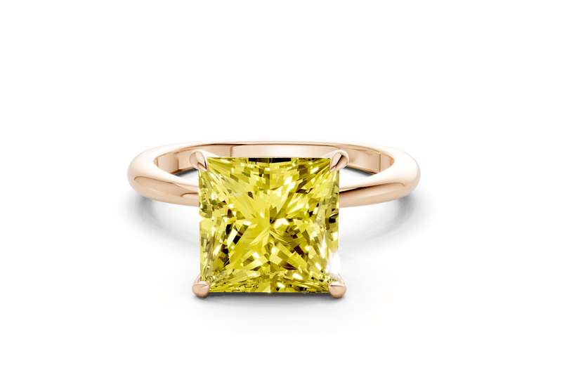 Marlowe Yellow Diamond Solitaire Princess Cut 1.6mm Engagement Ring - Ring Premier