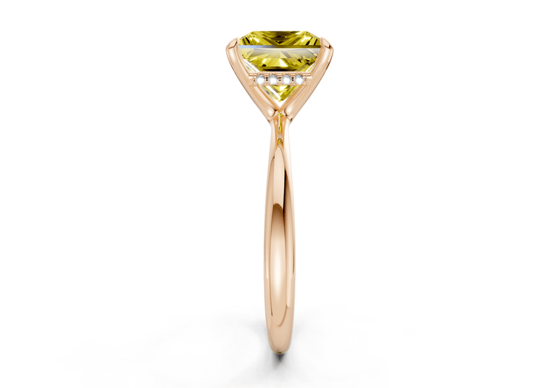 Marlowe Yellow Diamond Solitaire Princess Cut 1.6mm Engagement Ring - Ring Premier