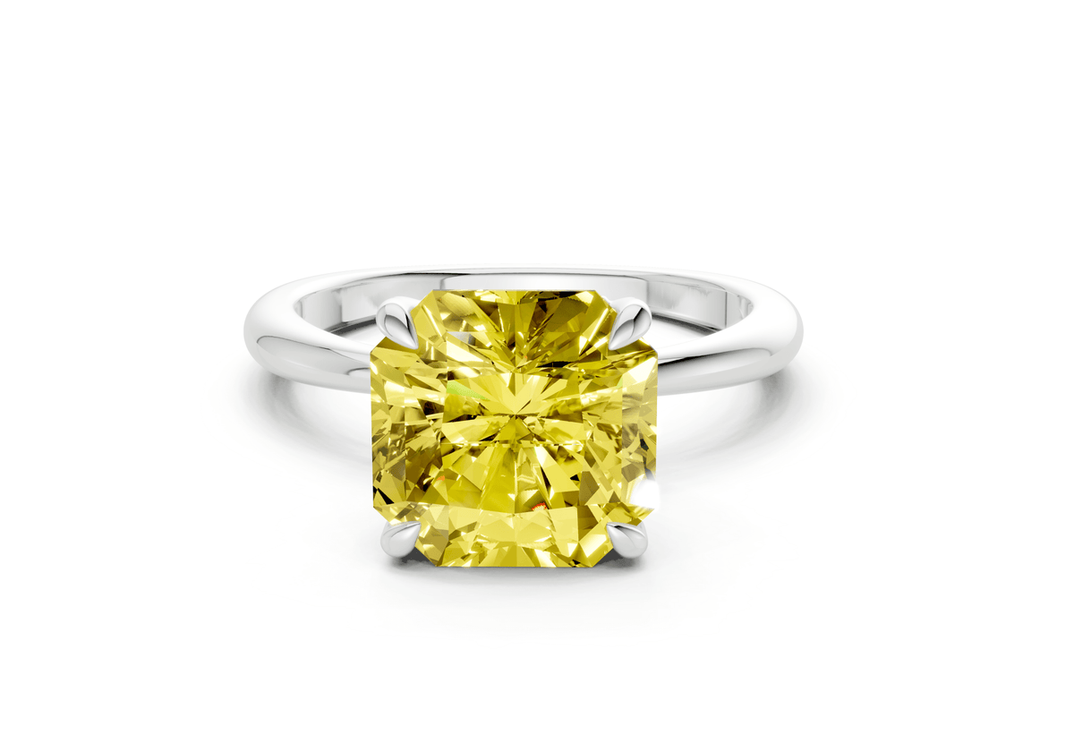 Marlowe Yellow Diamond Solitaire Radiant Squareuare Cut 1.6mm Engagement Ring