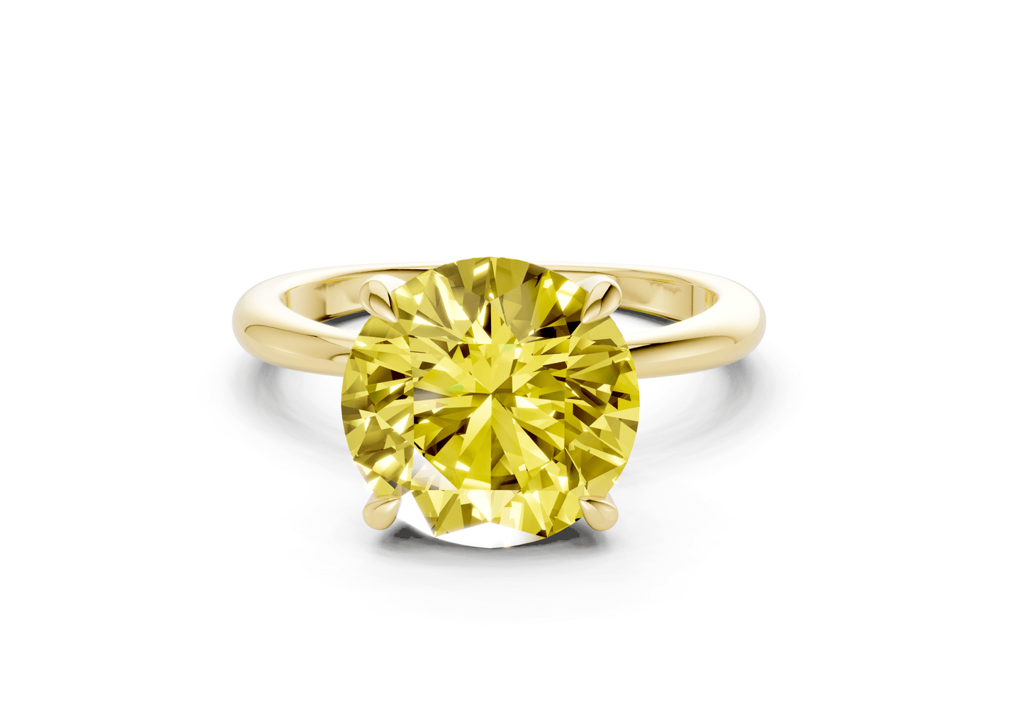 Marlowe Yellow Diamond Solitaire Round Cut 1.6mm Engagement Ring - Ring Premier