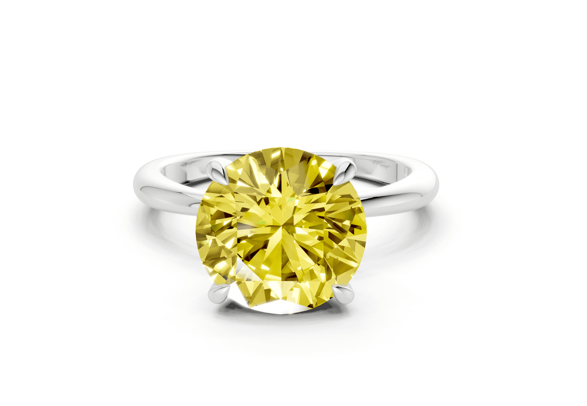 Marlowe Yellow Diamond Solitaire Round Cut 1.6mm Engagement Ring