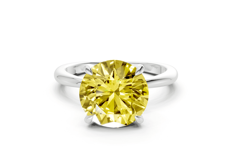 Marlowe Yellow Diamond Solitaire Round Cut 1.6mm Engagement Ring - Ring Premier