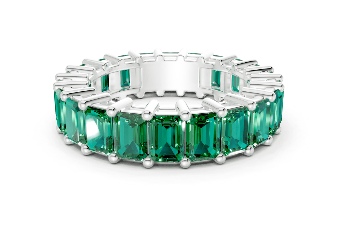 Melrose Emerald Cut Emerald Gemstone Eternity Band 2½ Carat Total Wt.