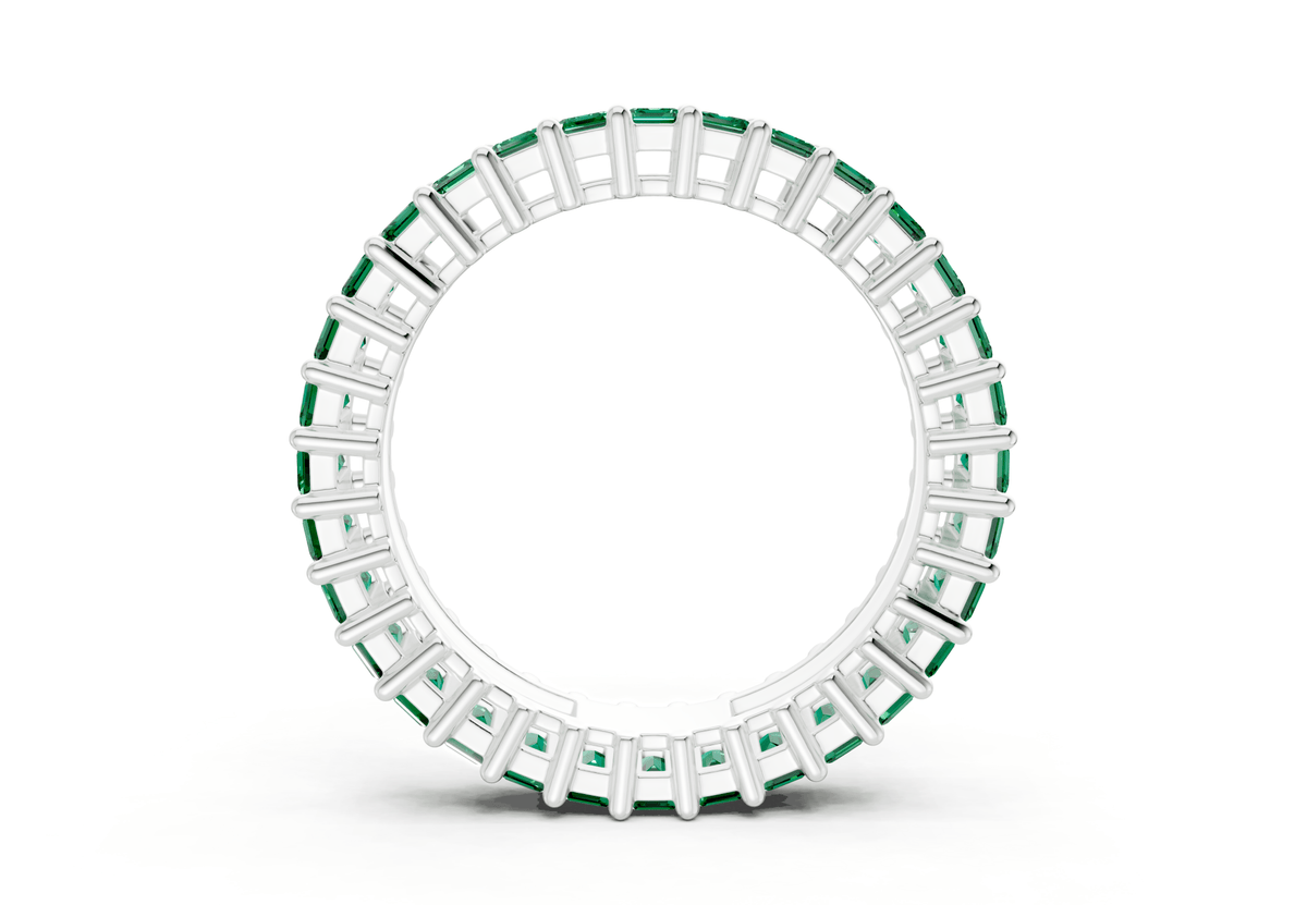 Melrose Emerald Cut Emerald Gemstone Eternity Band 6 Carat Total Wt.