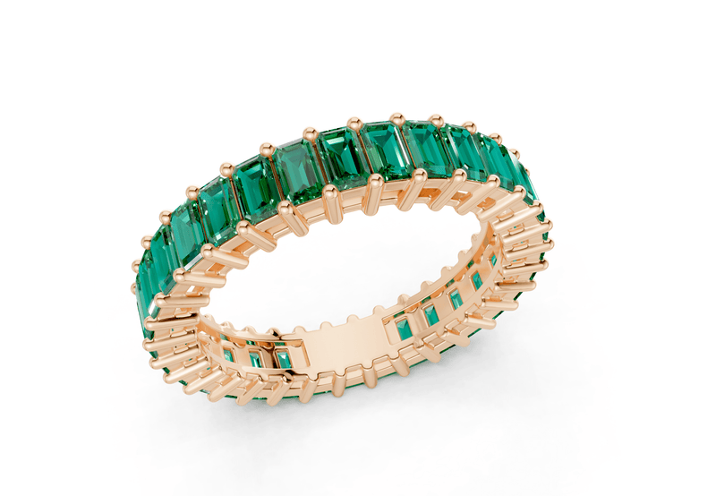Melrose Emerald Cut Emerald Gemstone Eternity Band 6 Carat Total Wt. - Ring Premier