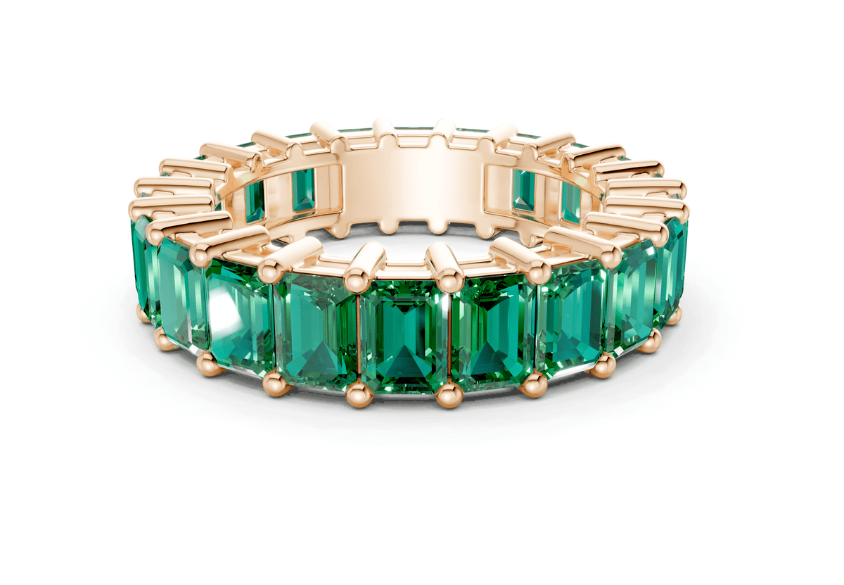 Melrose Emerald Cut Emerald Gemstone Eternity Band 8½ Carat Total Wt.