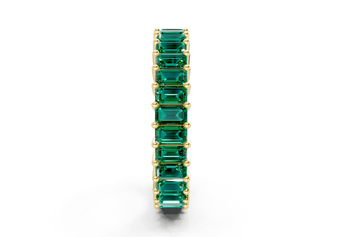Melrose Emerald Cut Emerald Gemstone Eternity Band 8½ Carat Total Wt.