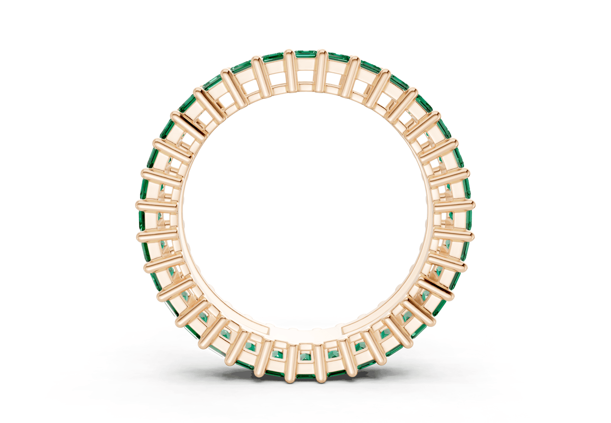 Melrose Emerald Cut Emerald Gemstone Eternity Band 8½ Carat Total Wt.