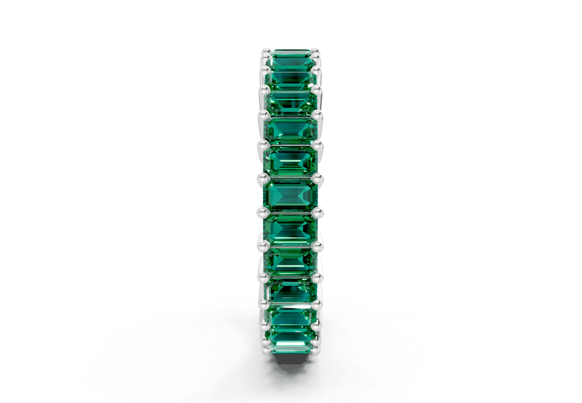 Melrose Emerald Cut Emerald Gemstone Eternity Band 8½ Carat Total Wt.