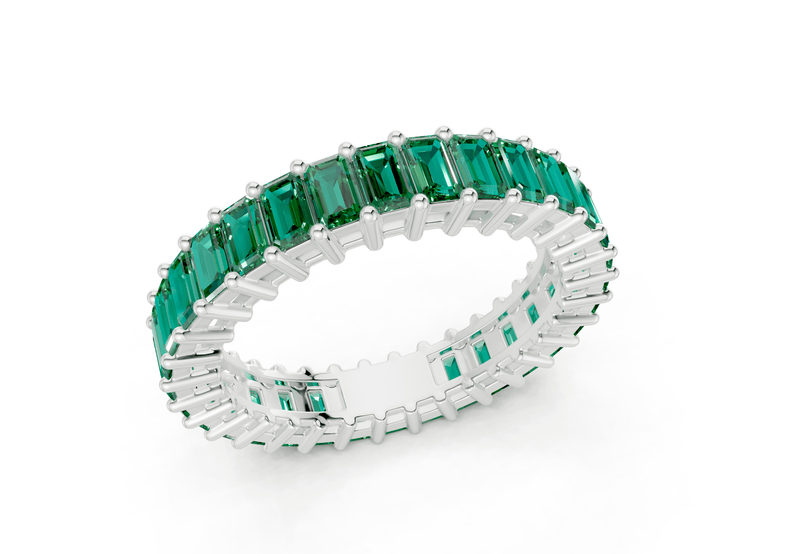 Melrose Emerald Cut Emerald Gemstone Eternity Band 8½ Carat Total Wt. - Ring Premier