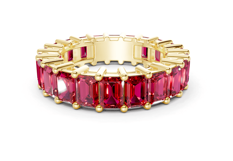 Melrose Emerald Cut Ruby Gemstone Eternity Band 2½ Carat Total Wt.