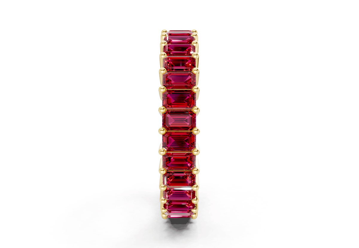 Melrose Emerald Cut Ruby Gemstone Eternity Band 2½ Carat Total Wt.
