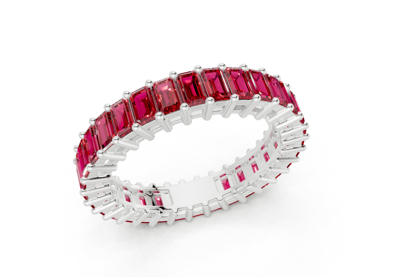 Melrose Emerald Cut Ruby Gemstone Eternity Band 2½ Carat Total Wt. - Ring Premier