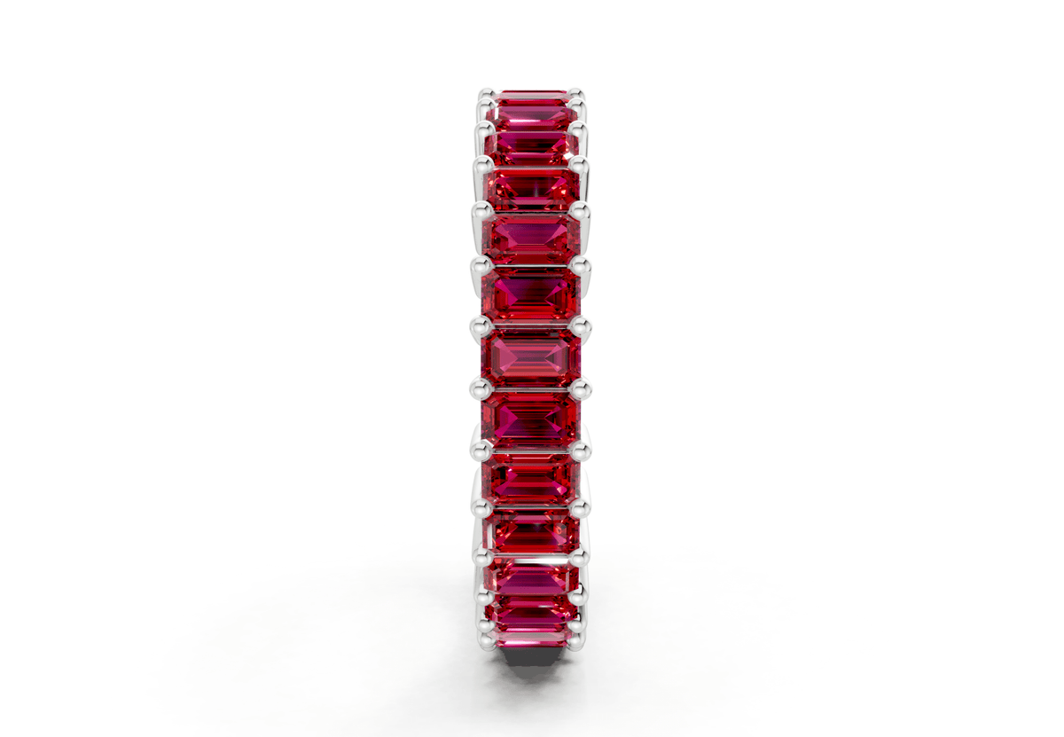 Melrose Emerald Cut Ruby Gemstone Eternity Band 2½ Carat Total Wt.