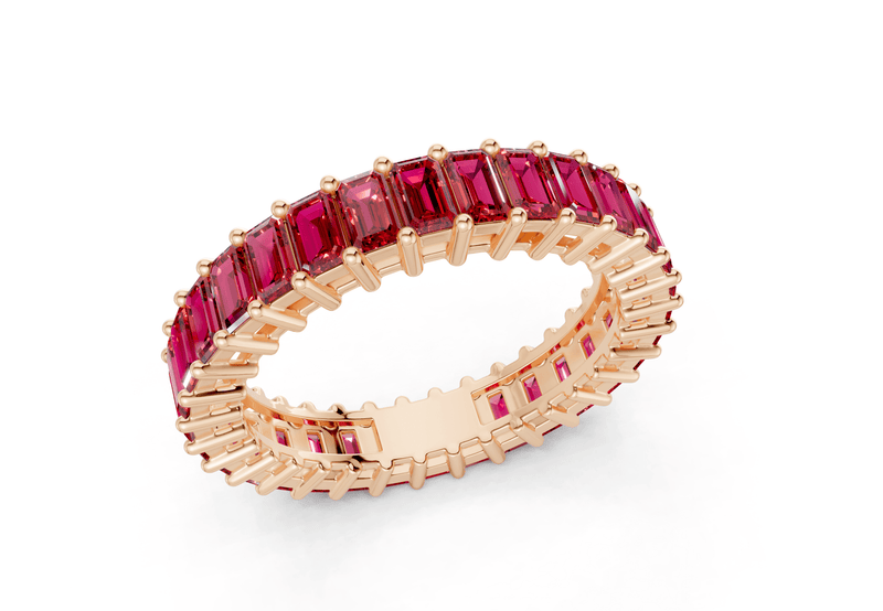 Melrose Emerald Cut Ruby Gemstone Eternity Band 2½ Carat Total Wt. - Ring Premier