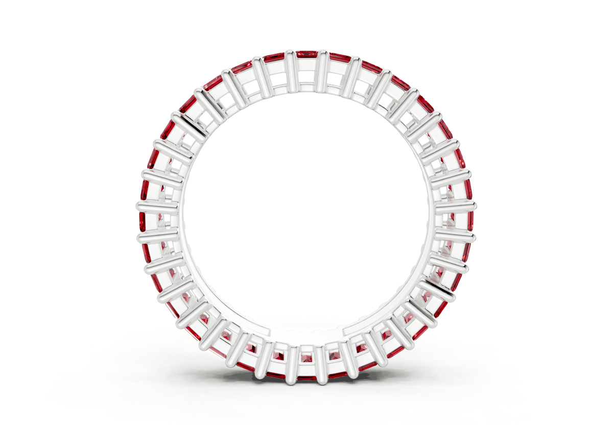 Melrose Emerald Cut Ruby Gemstone Eternity Band 6 Carat Total Wt.