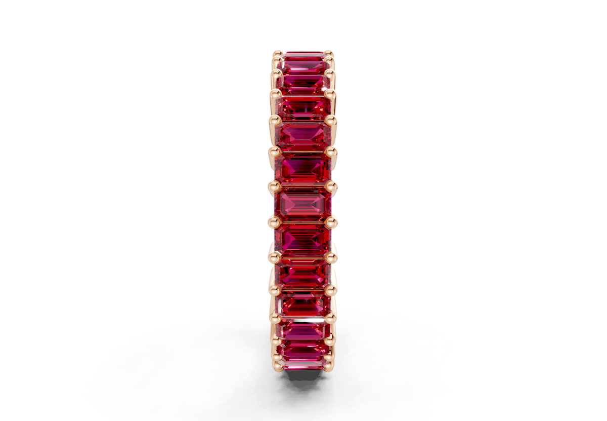Melrose Emerald Cut Ruby Gemstone Eternity Band 6 Carat Total Wt.