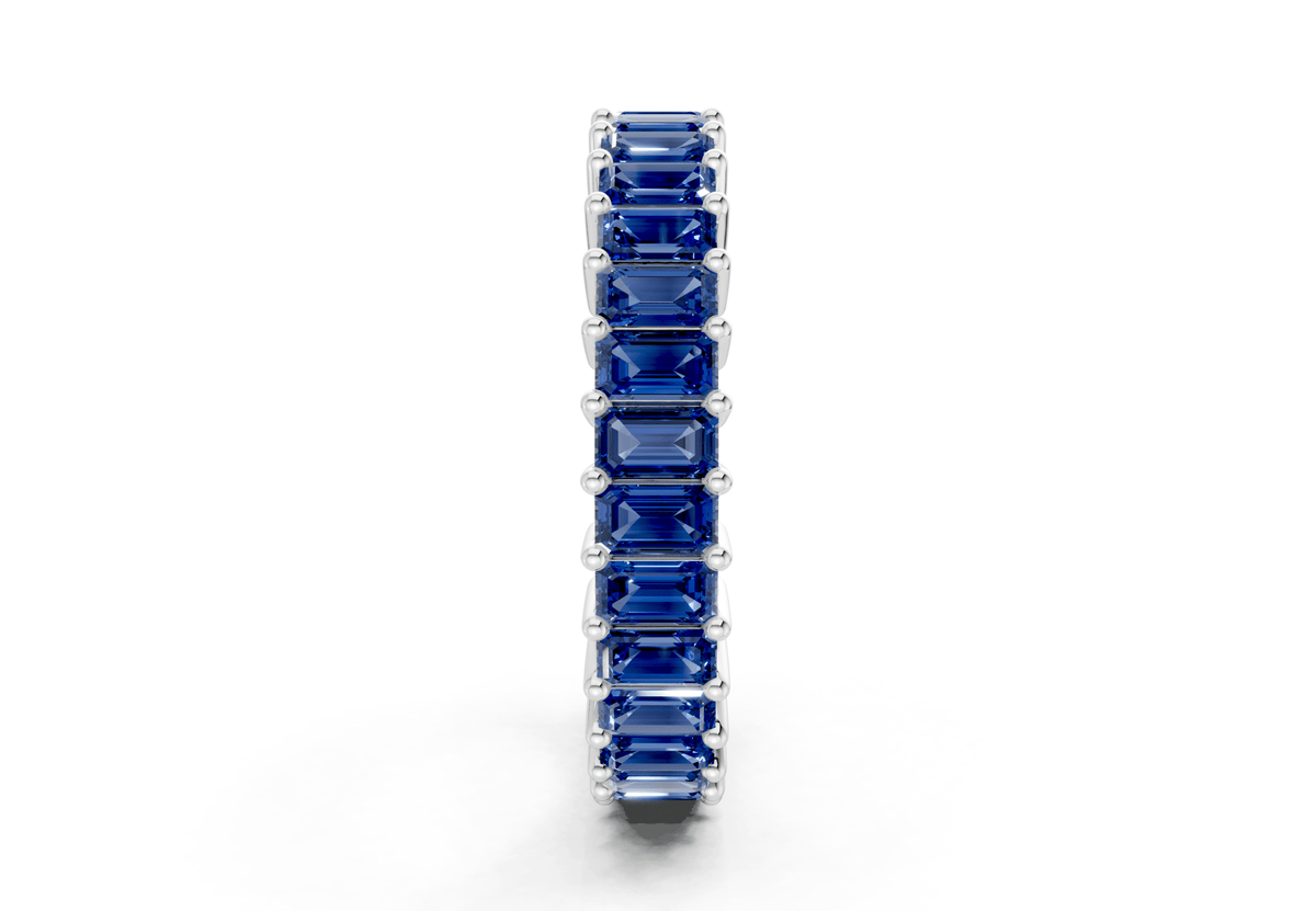 Melrose Emerald Cut Sapphire Gemstone Eternity Band 8½ Carat Total Wt.