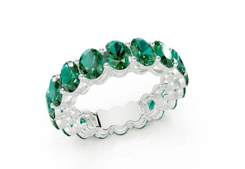 Melrose Oval Cut Emerald Gemstone Eternity Band 2½ Carat Total Wt. - Ring Premier