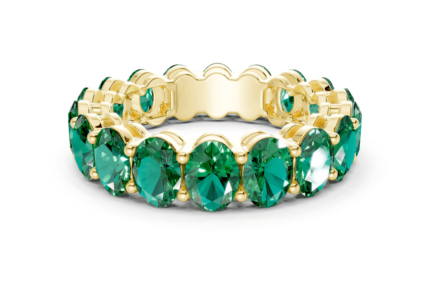 Melrose Oval Cut Emerald Gemstone Eternity Band 5½ Carat Total Wt. - Ring Premier