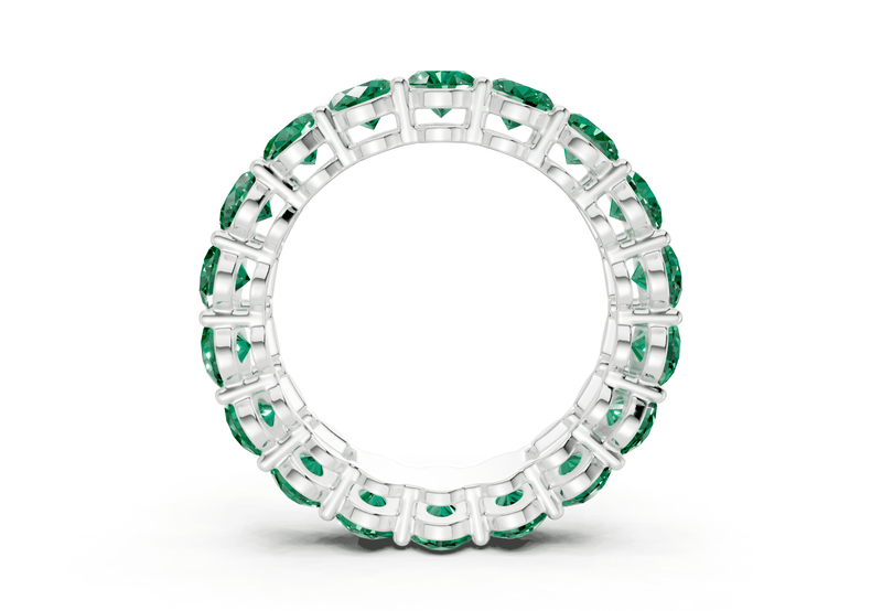 Melrose Oval Cut Emerald Gemstone Eternity Band 6½ Carat Total Wt. - Ring Premier