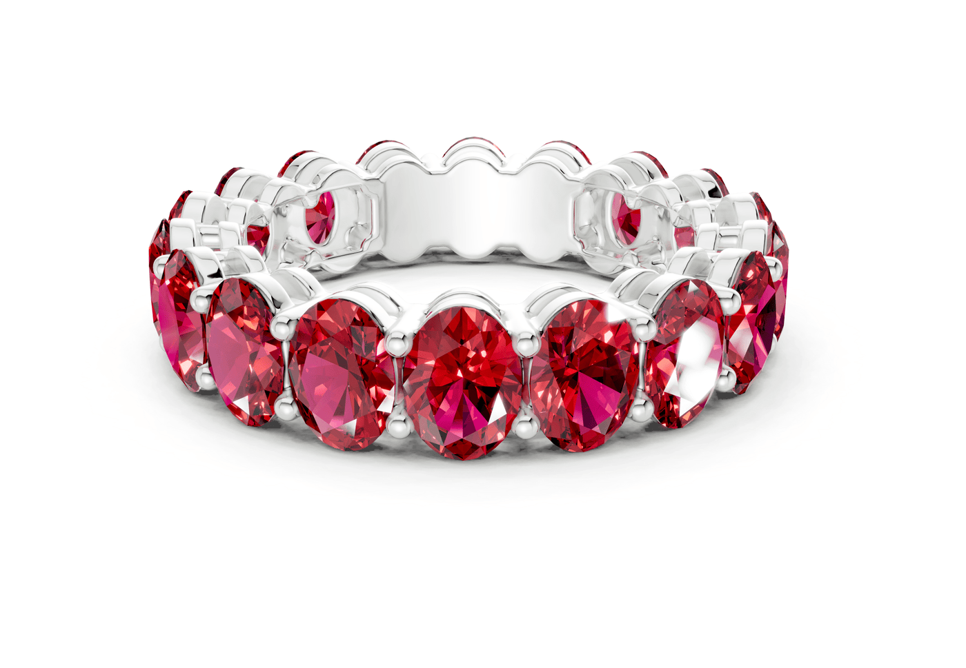 Melrose Oval Cut Ruby Gemstone Eternity Band 2½ Carat Total Wt.