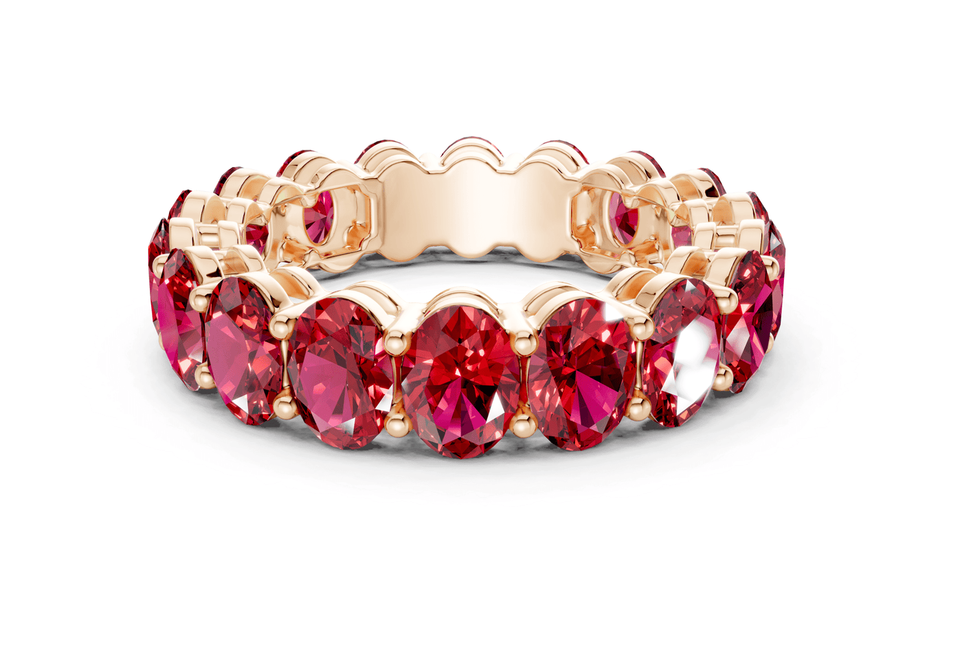 Melrose Oval Cut Ruby Gemstone Eternity Band 2½ Carat Total Wt.