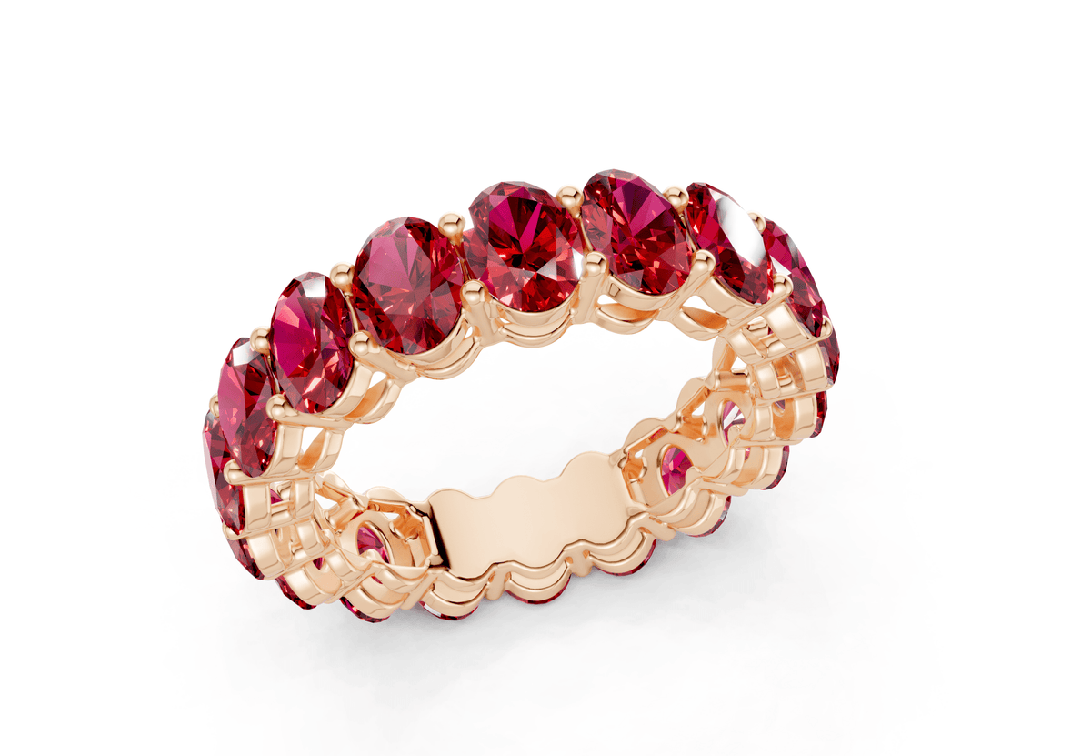 Melrose Oval Cut Ruby Gemstone Eternity Band 2½ Carat Total Wt.