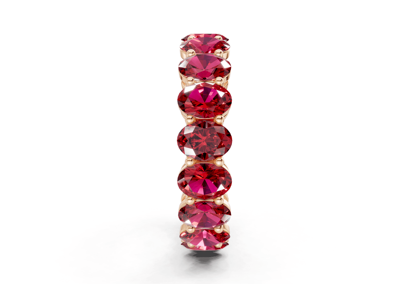 Melrose Oval Cut Ruby Gemstone Eternity Band 2½ Carat Total Wt.