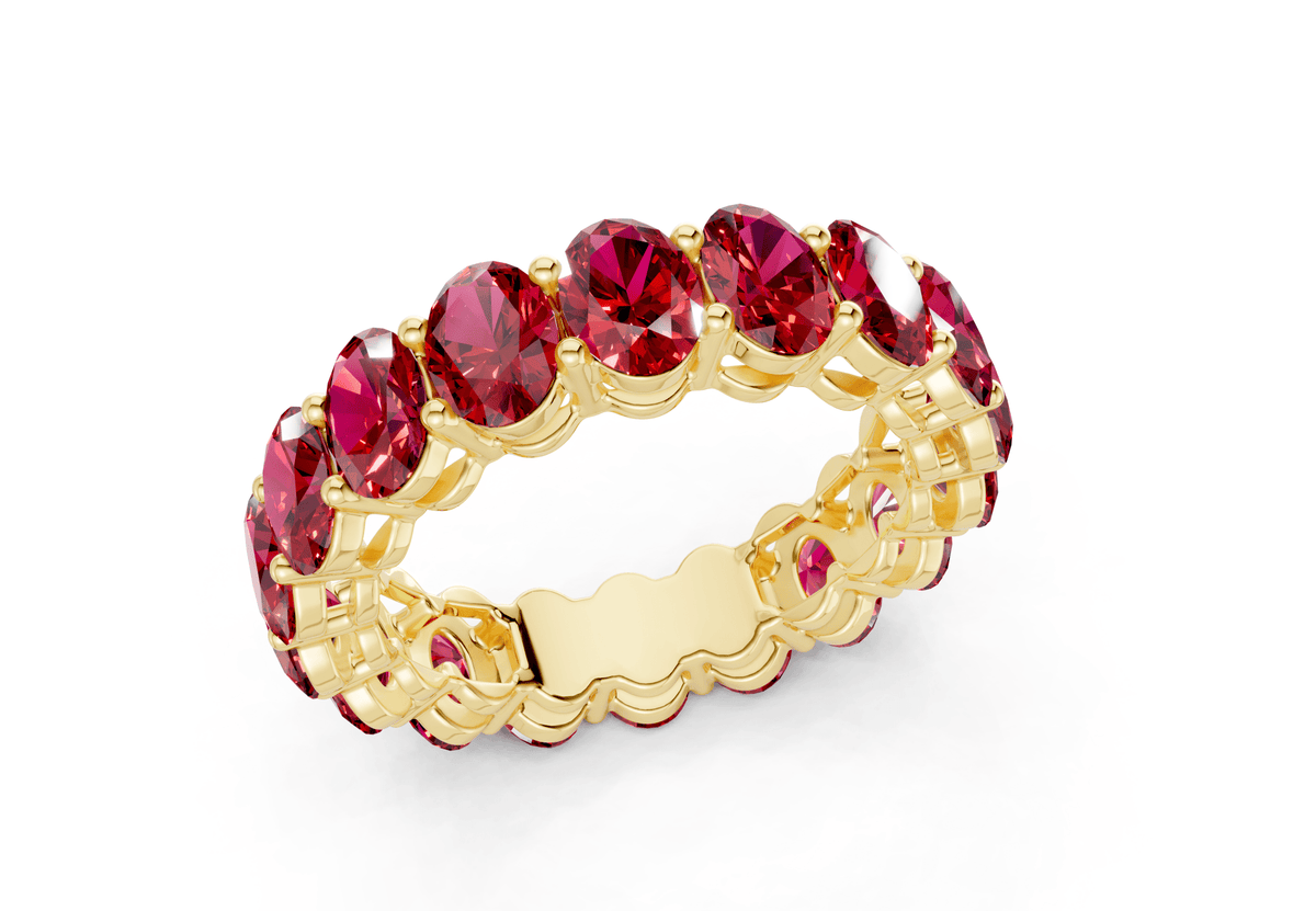 Melrose Oval Cut Ruby Gemstone Eternity Band 2½ Carat Total Wt.