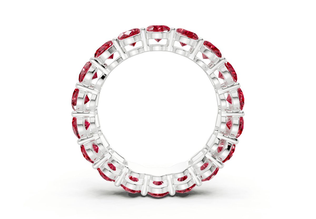 Melrose Oval Cut Ruby Gemstone Eternity Band 5½ Carat Total Wt.