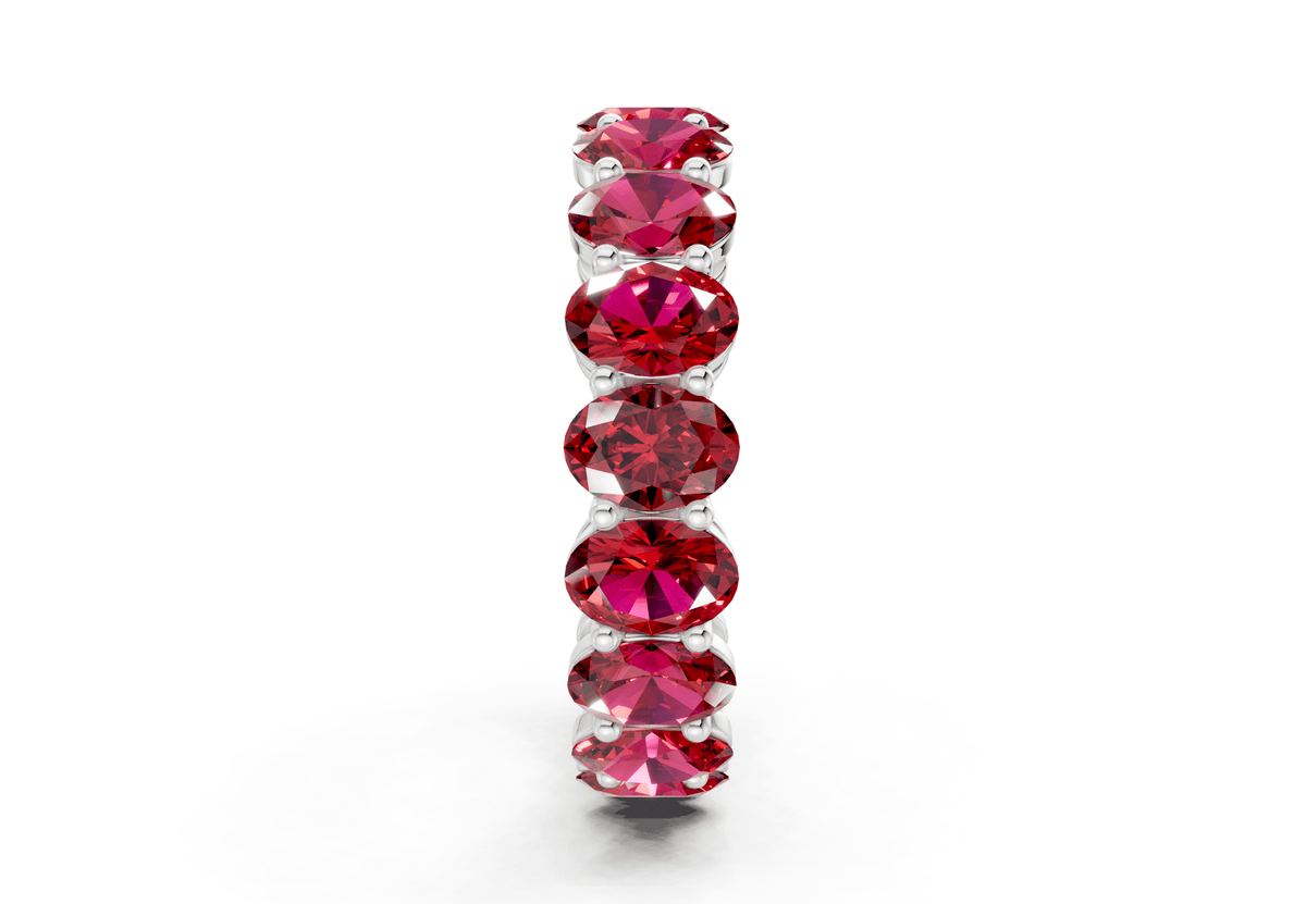 Melrose Oval Cut Ruby Gemstone Eternity Band 5½ Carat Total Wt.