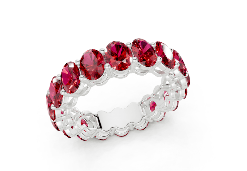 Melrose Oval Cut Ruby Gemstone Eternity Band 6½ Carat Total Wt. - Ring Premier