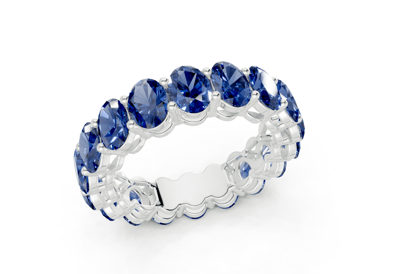 Melrose Oval Cut Sapphire Gemstone Eternity Band 5½ Carat Total Wt. - Ring Premier