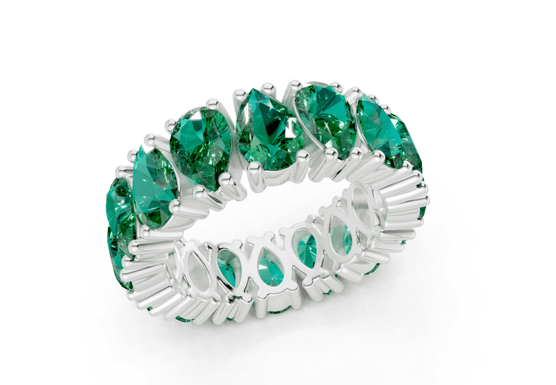 Melrose Pear Cut Emerald Gemstone Eternity Band 5 Carat Total Wt. - Ring Premier