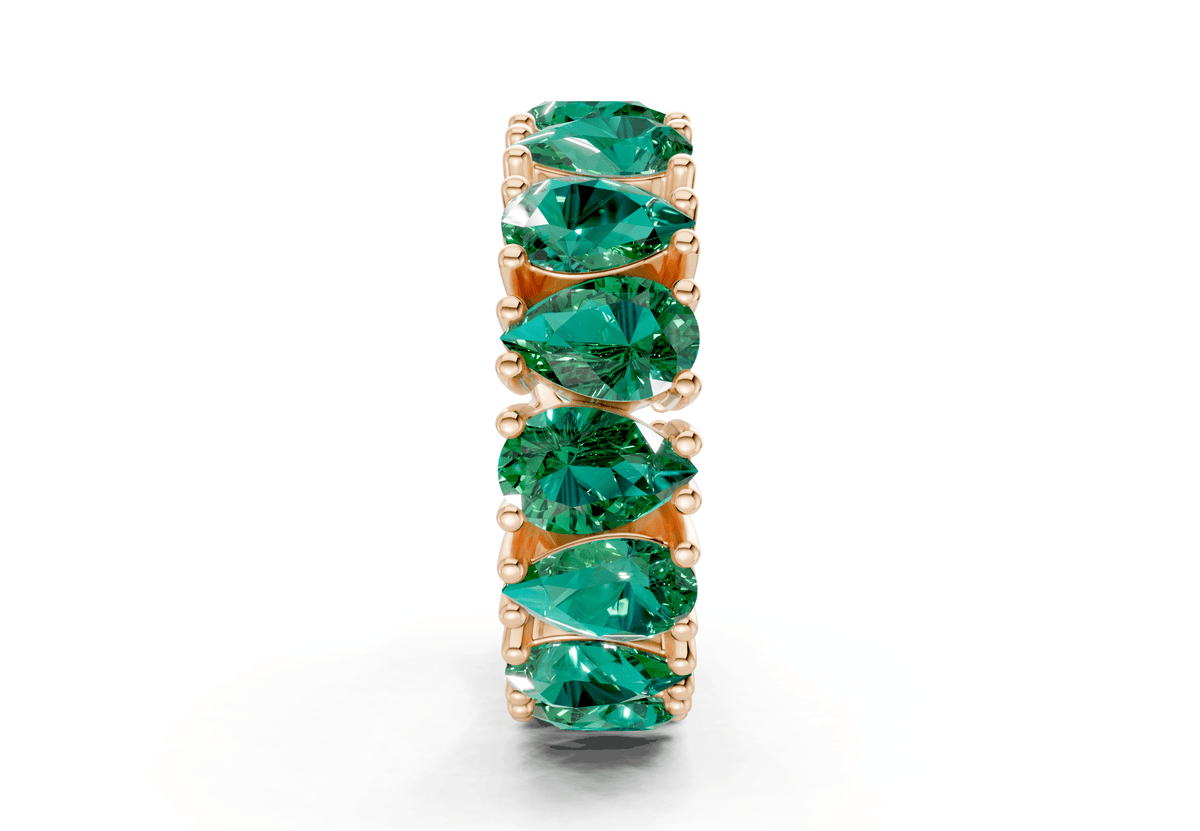 Melrose Pear Cut Emerald Gemstone Eternity Band 5 Carat Total Wt.