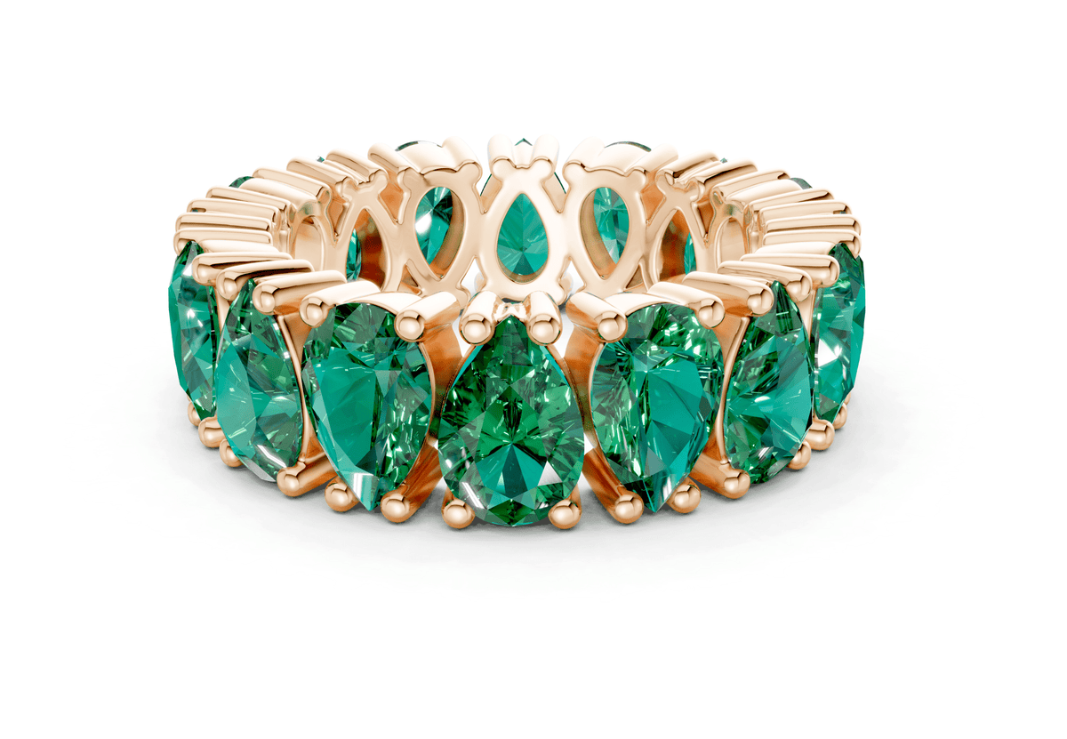 Melrose Pear Cut Emerald Gemstone Eternity Band 5 Carat Total Wt.