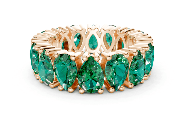 Melrose Pear Cut Emerald Gemstone Eternity Band 5 Carat Total Wt. - Ring Premier
