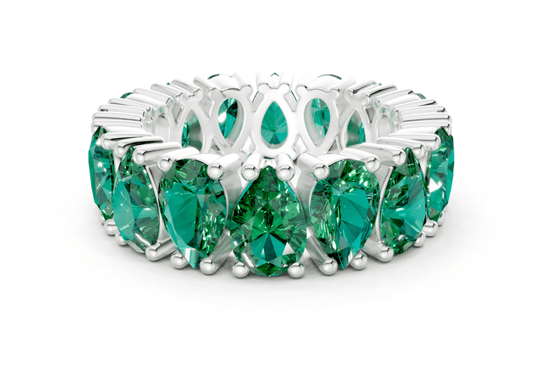 Melrose Pear Cut Emerald Gemstone Eternity Band 5 Carat Total Wt. - Ring Premier