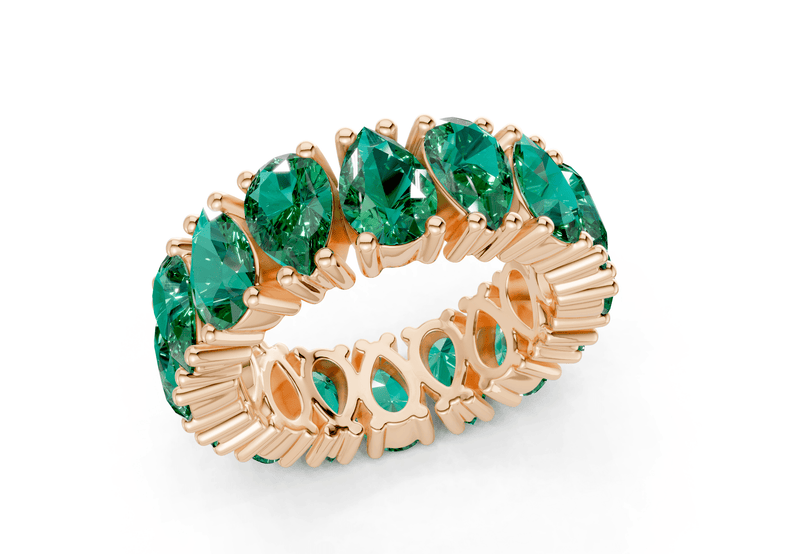 Melrose Pear Cut Emerald Gemstone Eternity Band 5 Carat Total Wt. - Ring Premier