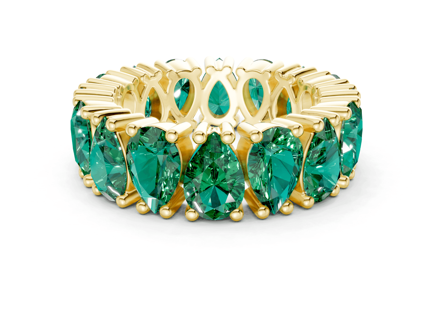Melrose Pear Cut Emerald Gemstone Eternity Band 5 Carat Total Wt. - Ring Premier